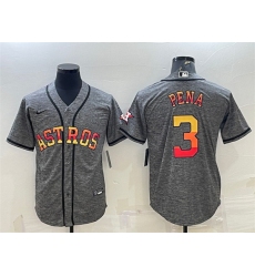 Men Houston Astros 3 Jeremy Pena Grey Cool Base Stitched Baseball Jersey