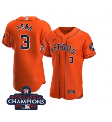 Men Houston Astros 3 Jeremy Pena Orange 2022 World Series Champions Flex Base Stitched Baseball Jersey