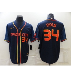 Men Houston Astros 34 Nolan Ryan 2022 Navy City Connect Cool Base Stitched Jerse