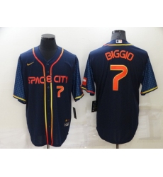 Men Houston Astros 7 Craig Biggio 2022 Navy City Connect Cool Base Stitched Jerse