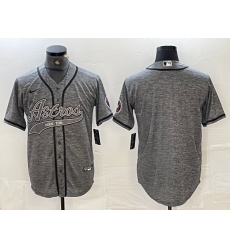 Men Houston Astros Blank Grey With Patch Cool Base Stitched Baseball Jersey