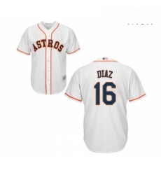 Mens Houston Astros 16 Aledmys Diaz Replica White Home Cool Base Baseball Jersey 