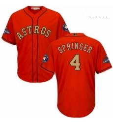 Mens Majestic Houston Astros 4 George Springer Replica Orange Alternate 2018 Gold Program Cool Base MLB Jersey