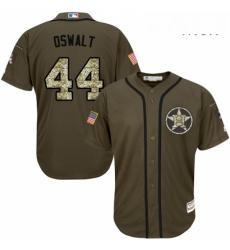 Mens Majestic Houston Astros 44 Roy Oswalt Replica Green Salute to Service MLB Jersey