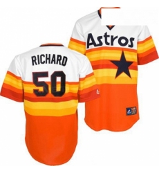 Mens Mitchell and Ness Houston Astros 50 JR Richard Replica WhiteOrange Throwback MLB Jersey