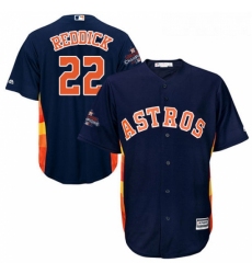 Youth Majestic Houston Astros 22 Josh Reddick Authentic Navy Blue Alternate 2017 World Series Champions Cool Base MLB Jersey