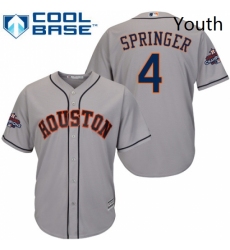 Youth Majestic Houston Astros 4 George Springer Authentic Grey Road 2017 World Series Champions Cool Base MLB Jersey