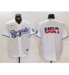 Men Kansas City Royals White Team Big Logo Cool Base Stitched Jersey 2