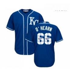 Mens Kansas City Royals 66 Ryan O Hearn Blue Authentic Blue Team Logo Fashion Cool Base Baseball Jersey 