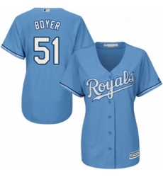 Womens Majestic Kansas City Royals 51 Blaine Boyer Replica Light Blue Alternate 1 Cool Base MLB Jersey 