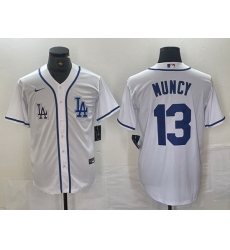 Men Los Angeles Dodgers 13 Max Muncy White Cool Base Stitched Baseball Jersey