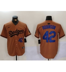 Men Los Angeles Dodgers 42  Jackie Robinson Brown Cool Base Stitched Baseball Jersey