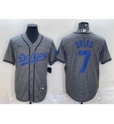 Men Los Angeles Dodgers 7 Julio Urias Grey Cool Base Stitched Jersey