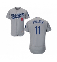 Mens Los Angeles Dodgers 11 A J Pollock Gray Alternate Flex Base Authentic Collection Baseball Jersey