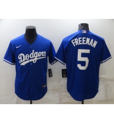 Men's Los Angeles Dodgers #5 Freddie Freeman Royal Cool Base Stitched Baseball Jersey