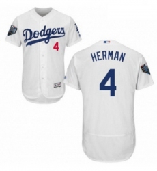 Mens Majestic Los Angeles Dodgers 4 Babe Herman White Home Flex Base Authentic Collection 2018 World Series Jersey