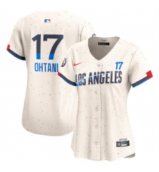 Women Los Angeles Dodgers 17 Shohei Ohtani Cream 2024 City Connect Limited Stitched Jersey