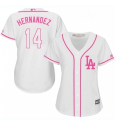 Womens Majestic Los Angeles Dodgers 14 Enrique Hernandez Authentic White Fashion Cool Base MLB Jersey