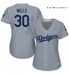 Womens Majestic Los Angeles Dodgers 30 Maury Wills Authentic Grey Road Cool Base MLB Jersey