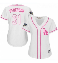 Womens Majestic Los Angeles Dodgers 31 Joc Pederson Authentic White Fashion Cool Base 2018 World Series MLB Jersey