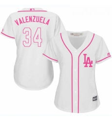 Womens Majestic Los Angeles Dodgers 34 Fernando Valenzuela Replica White Fashion Cool Base MLB Jersey