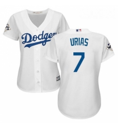 Womens Majestic Los Angeles Dodgers 7 Julio Urias Authentic White Home 2017 World Series Bound Cool Base MLB Jersey