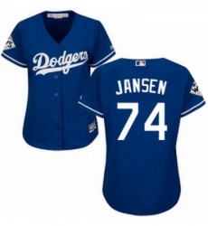 Womens Majestic Los Angeles Dodgers 74 Kenley Jansen Replica Royal Blue Alternate 2017 World Series Bound Cool Base MLB Jersey