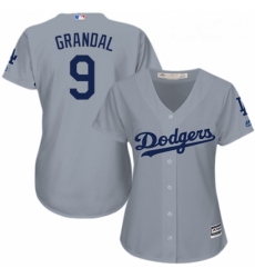 Womens Majestic Los Angeles Dodgers 9 Yasmani Grandal Authentic Grey Road Cool Base MLB Jersey