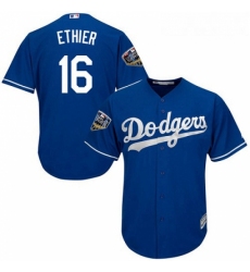 Youth Majestic Los Angeles Dodgers 16 Andre Ethier Authentic Royal Blue Alternate Cool Base 2018 World Series MLB Jersey