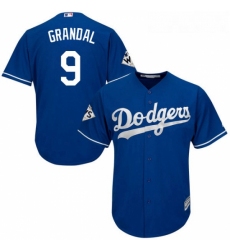 Youth Majestic Los Angeles Dodgers 9 Yasmani Grandal Replica Royal Blue Alternate 2017 World Series Bound Cool Base MLB Jersey