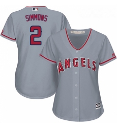 Womens Majestic Los Angeles Angels of Anaheim 2 Andrelton Simmons Replica Grey Road Cool Base MLB Jersey