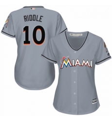 Womens Majestic Miami Marlins 10 JT Riddle Authentic Grey Road Cool Base MLB Jersey 