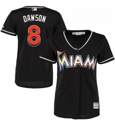 Womens Majestic Miami Marlins 8 Andre Dawson Replica Black Alternate 2 Cool Base MLB Jersey