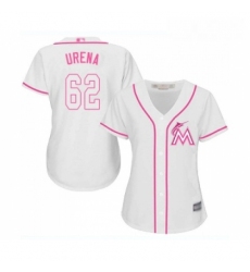 Womens Miami Marlins 62 Jose Urena Replica White Fashion Cool Base Baseball Jersey 