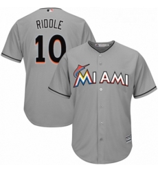 Youth Majestic Miami Marlins 10 JT Riddle Authentic Grey Road Cool Base MLB Jersey 