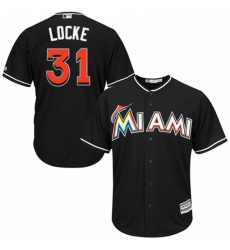 Youth Majestic Miami Marlins 31 Jeff Locke Authentic Black Alternate 2 Cool Base MLB Jersey