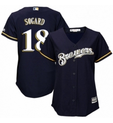 Womens Majestic Milwaukee Brewers 18 Eric Sogard Replica White Alternate Cool Base MLB Jersey 