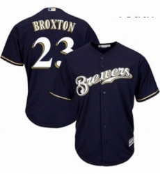 Youth Majestic Milwaukee Brewers 23 Keon Broxton Replica White Alternate Cool Base MLB Jersey 