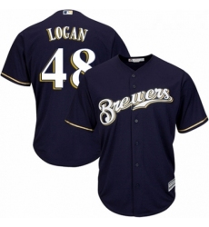 Youth Majestic Milwaukee Brewers 48 Boone Logan Authentic White Alternate Cool Base MLB Jersey 