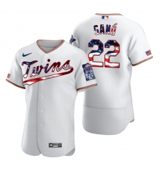 Men Minnesota Twins 22 Miguel Sano Men Nike White Fluttering USA Flag Limited Edition Flex Base MLB Jersey