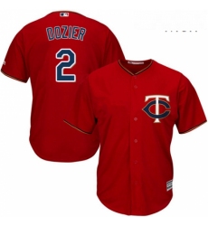 Mens Majestic Minnesota Twins 2 Brian Dozier Replica Scarlet Alternate Cool Base MLB Jersey