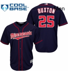 Mens Majestic Minnesota Twins 25 Byron Buxton Replica Navy Blue Alternate Road Cool Base MLB Jersey