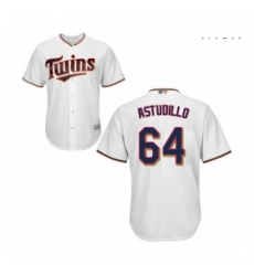 Mens Minnesota Twins 64 Willians Astudillo Replica White Home Cool Base Baseball Jersey 