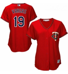 Womens Majestic Minnesota Twins 19 Kennys Vargas Authentic Scarlet Alternate Cool Base MLB Jersey