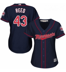 Womens Majestic Minnesota Twins 43 Addison Reed Replica Navy Blue Alternate Road Cool Base MLB Jersey 