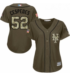 Womens Majestic New York Mets 52 Yoenis Cespedes Replica Green Salute to Service MLB Jersey