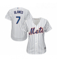 Womens New York Mets 7 Gregor Blanco Authentic White Home Cool Base Baseball Jersey 