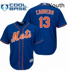 Youth Majestic New York Mets 13 Asdrubal Cabrera Replica Royal Blue Alternate Home Cool Base MLB Jersey