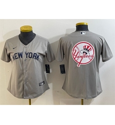 Women New York Yankees Gray Team Big Logo Cool Base Stitched Jersey 3