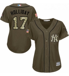 Womens Majestic New York Yankees 17 Matt Holliday Authentic Green Salute to Service MLB Jersey